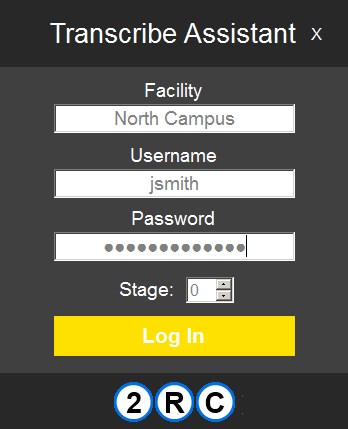 Transcribe Assistant - System Login